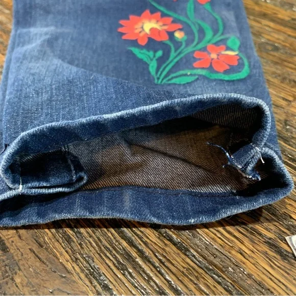Vintage America Blue Jeans Embroidered Embroidery Floral Bestie Skinny 14 - Picture 16 of 16